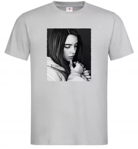 Мужская футболка Billie Eilish bw Серый фото