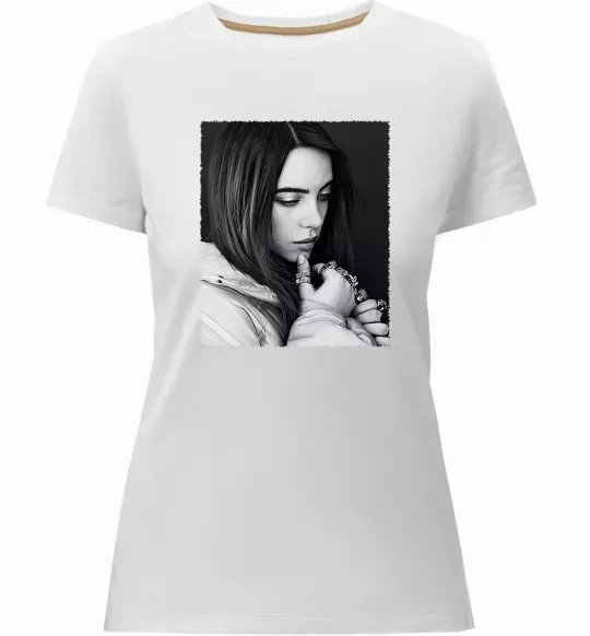 Жіноча преміум футболка Billie Eilish bw Білий фото