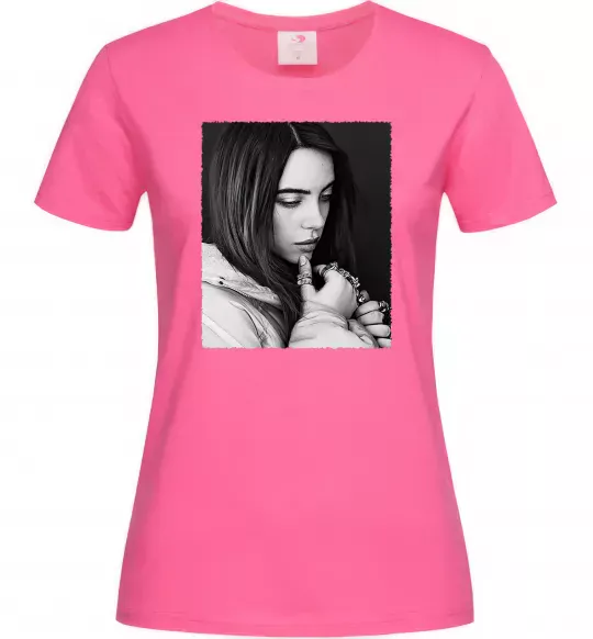 Жіноча футболка Billie Eilish bw Яскраво-рожевий фото