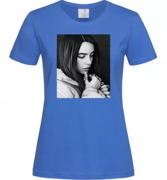 Жіноча футболка Billie Eilish bw Яскраво-синій фото