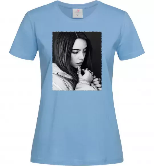 Жіноча футболка Billie Eilish bw Блакитний фото