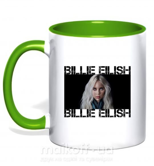 Чашка з кольоровою ручкою Billie Eilish promo Зелений фото