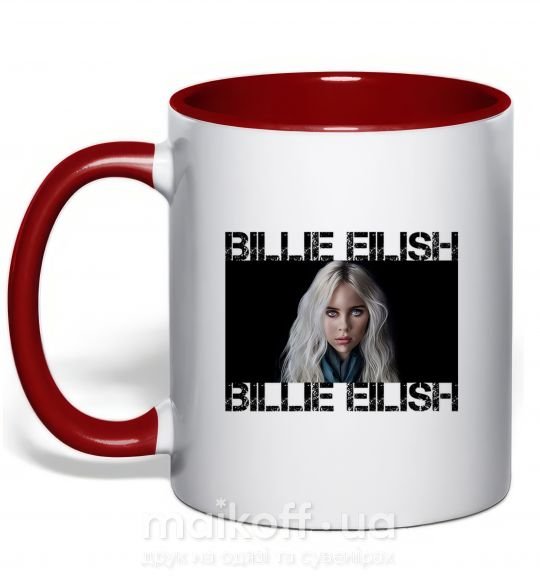 Чашка с цветной ручкой Billie Eilish promo Красный фото