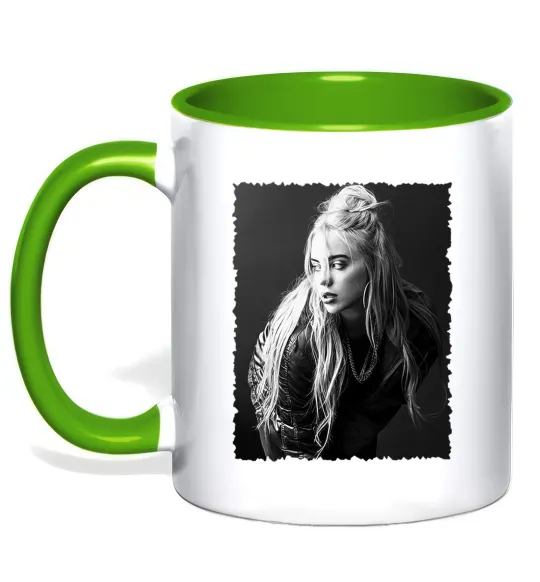 Чашка с цветной ручкой Billie Eilish Лаймовый фото