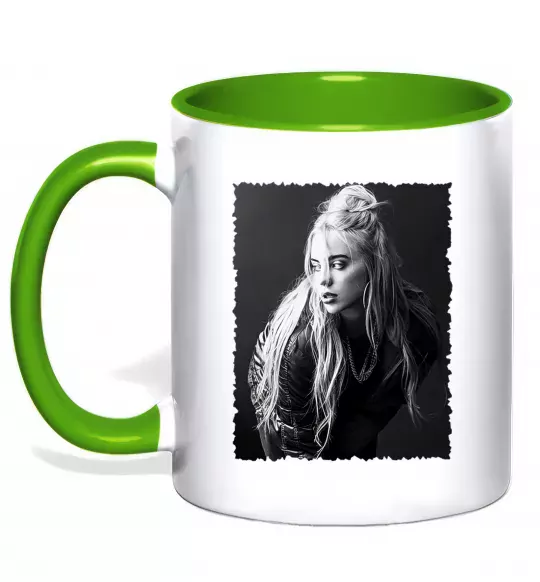 Чашка з кольоровою ручкою Billie Eilish Зелений фото
