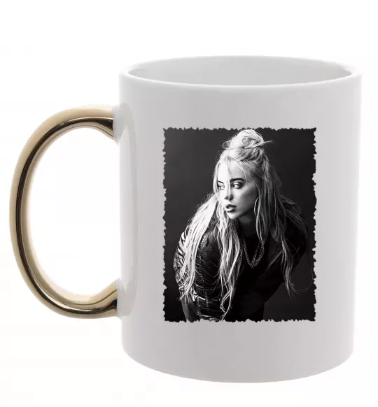 Чашка з кольоровою ручкою Billie Eilish Золото фото