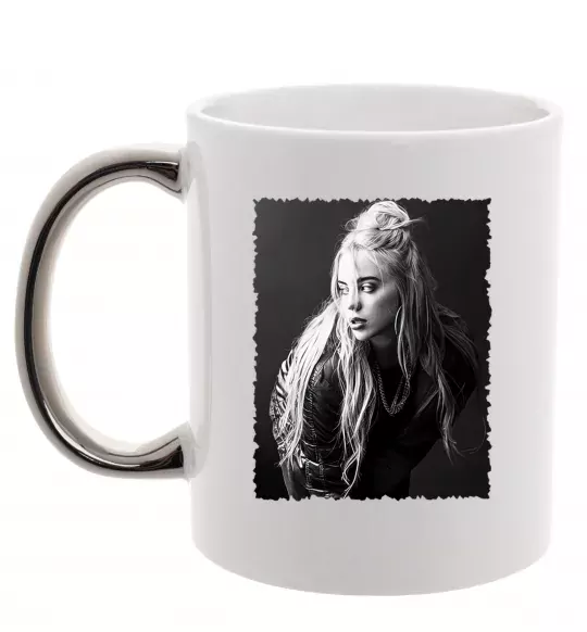 Чашка з кольоровою ручкою Billie Eilish Срібло фото