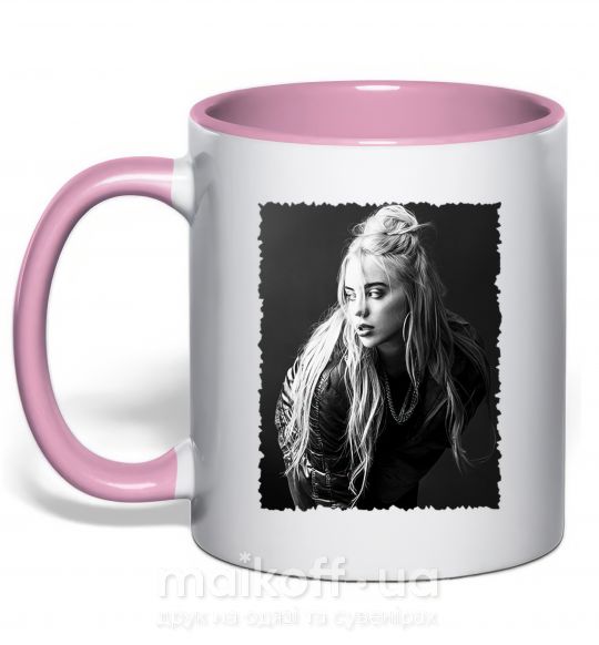 Чашка з кольоровою ручкою Billie Eilish Ніжно рожевий фото