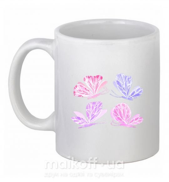 Чашка керамічна Butterflies watercolor Білий фото