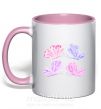 Чашка з кольоровою ручкою Butterflies watercolor Ніжно рожевий фото