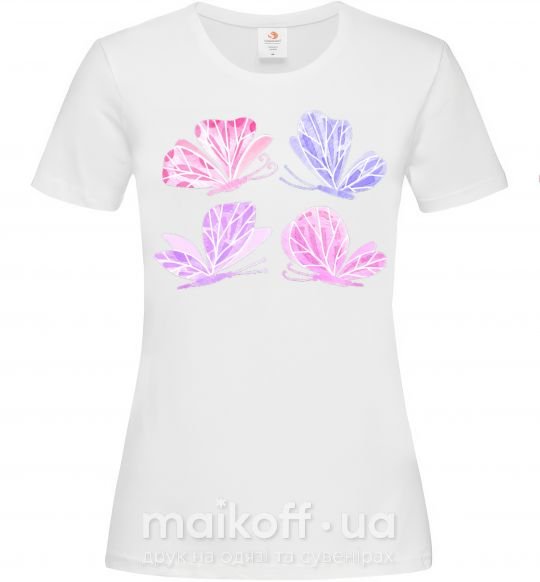 Женская футболка Butterflies watercolor Белый фото