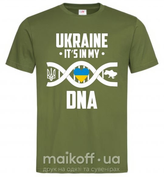 Мужская футболка Ukraine it's my DNA Оливковый фото