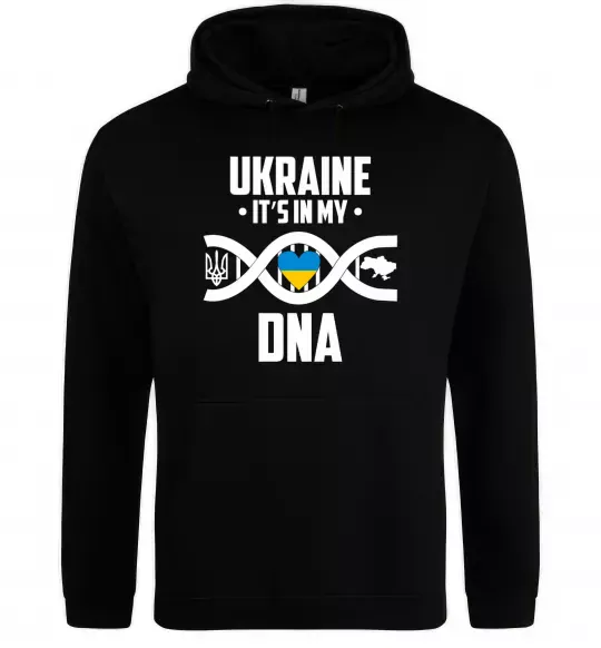 Чоловіча толстовка (худі) Ukraine it's my DNA Чорний фото