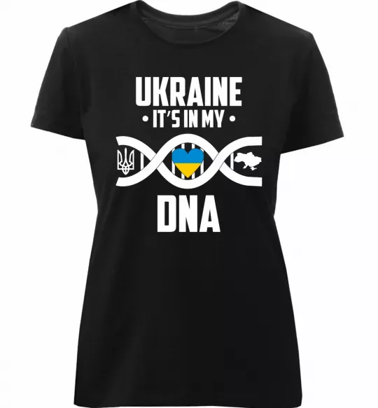 Жіноча преміум футболка Ukraine it's my DNA Чорний фото
