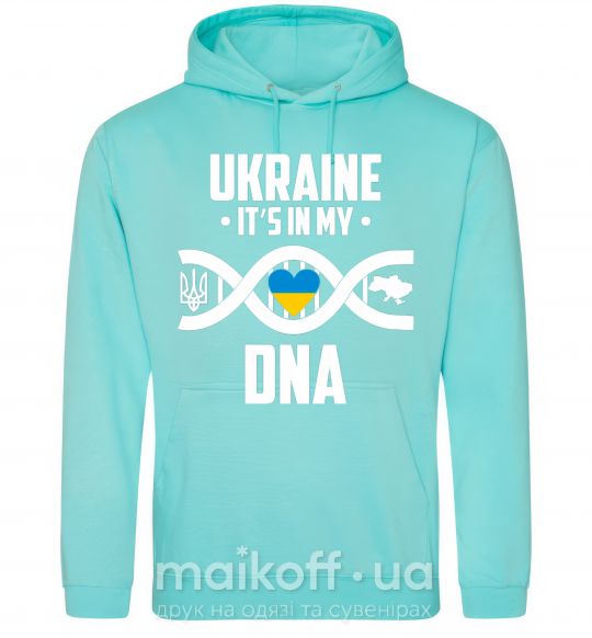 Мужская толстовка (худи) Ukraine it's my DNA Мятный фото