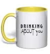 Чашка с цветной ручкой Drinking about you Солнечно желтый фото