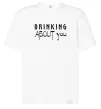 Футболка Оверсайз Drinking about you Білий фото