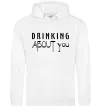 Мужская толстовка (худи) Drinking about you Белый фото