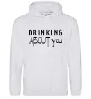 Мужская толстовка (худи) Drinking about you Серый меланж фото