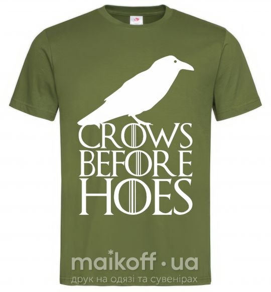 Мужская футболка Crows before hoes Оливковый фото