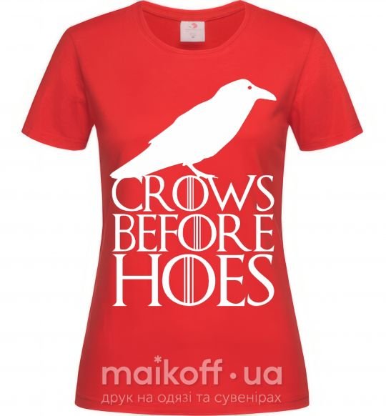 Жіноча футболка Crows before hoes Червоний фото
