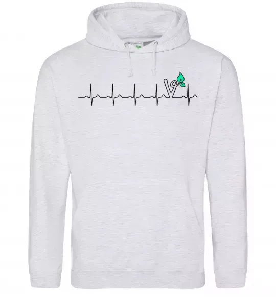 Мужская толстовка (худи) Heartbeat V Серый меланж фото