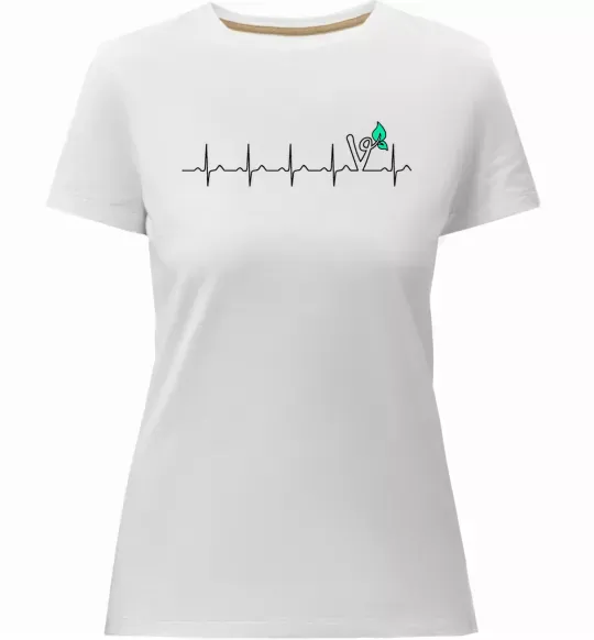 Жіноча преміум футболка Heartbeat V Білий фото