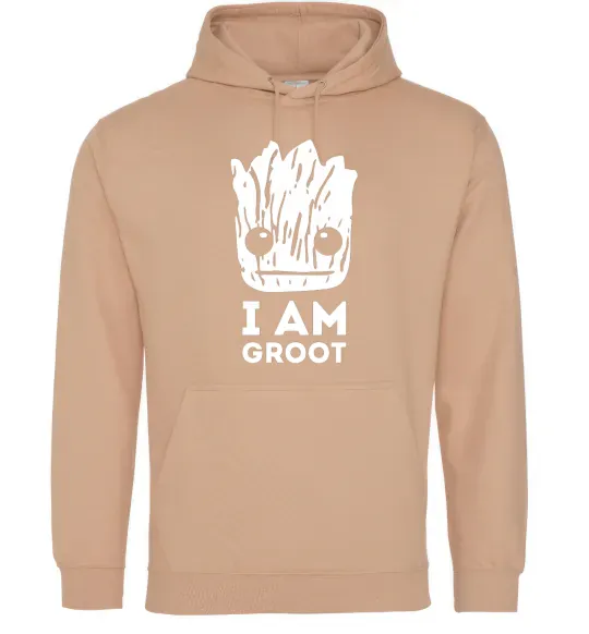 Мужская толстовка (худи) I'm Groot wh Песочный фото