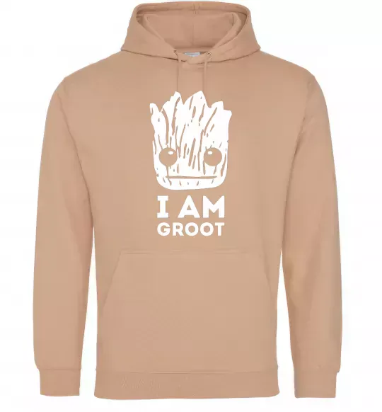 Женская толстовка (худи) I'm Groot wh Песочный фото