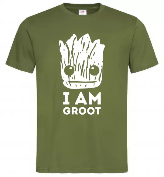 Чоловіча футболка I'm Groot wh Оливковий фото