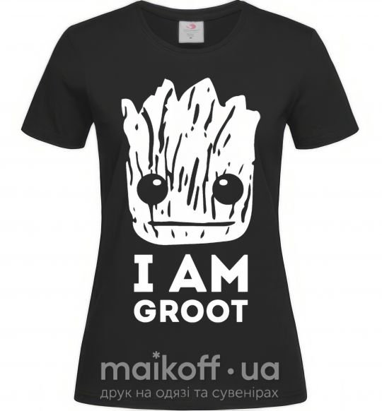 Жіноча футболка I'm Groot wh Чорний фото