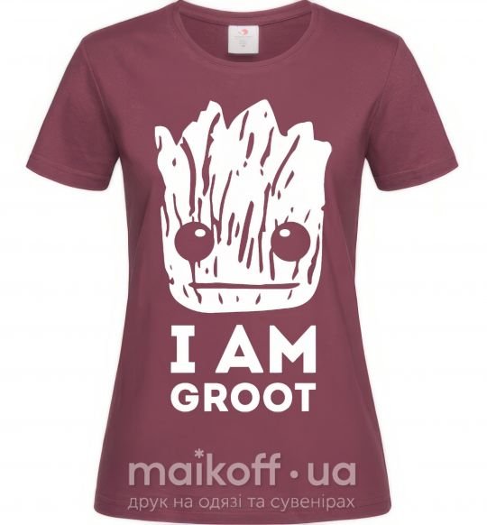 Жіноча футболка I'm Groot wh Бордовий фото