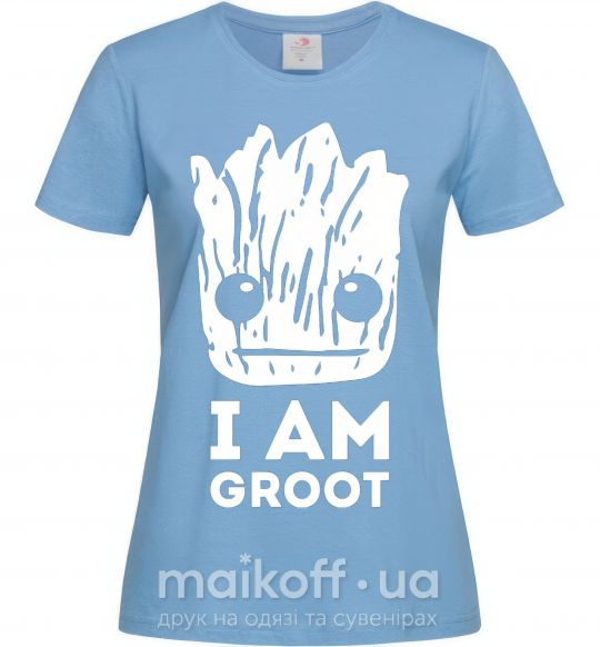 Женская футболка I'm Groot wh Голубой фото