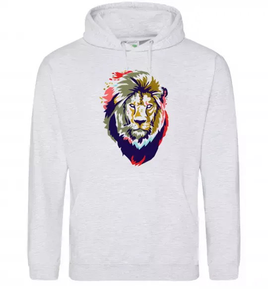 Женская толстовка (худи) Lion bright Серый меланж фото
