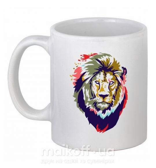 Чашка керамічна Lion bright Білий фото