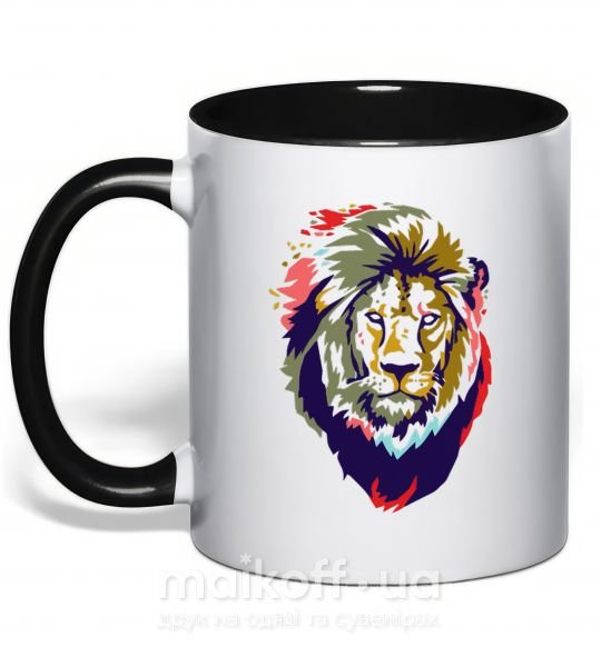 Чашка с цветной ручкой Lion bright Черный фото