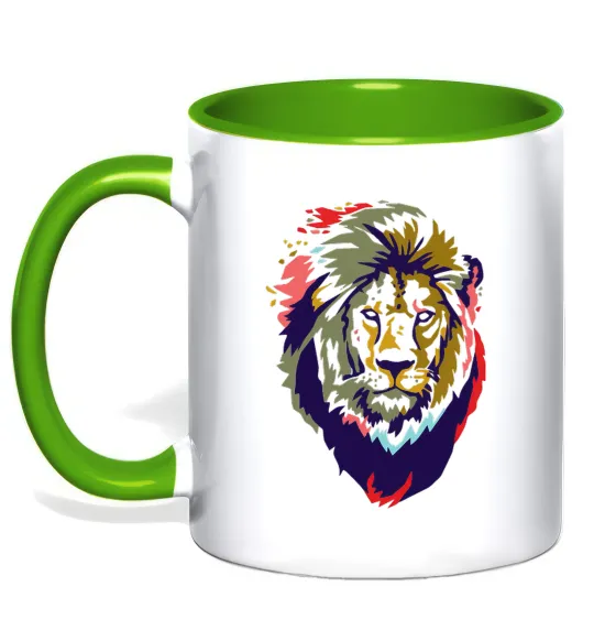 Чашка с цветной ручкой Lion bright Лаймовый фото