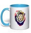 Чашка з кольоровою ручкою Lion bright Блакитний фото