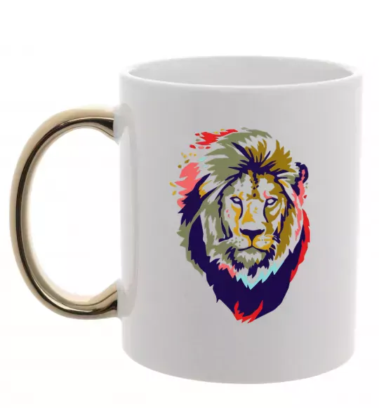 Чашка с цветной ручкой Lion bright Золото фото