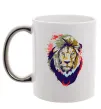 Чашка с цветной ручкой Lion bright Серебро фото