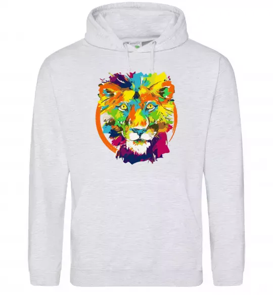 Жіноча толстовка (худі) Лев Сірий меланж фото