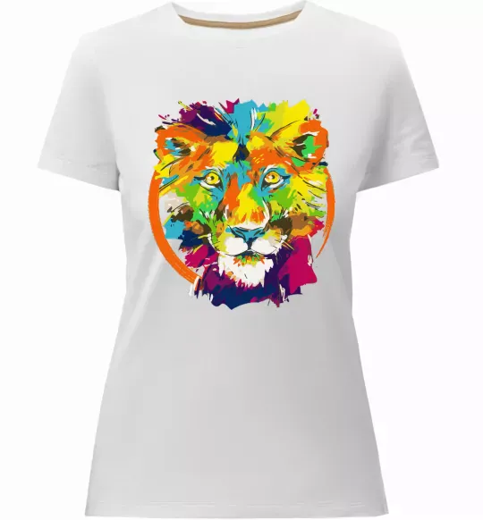 Женская премиум футболка Лев Белый фото