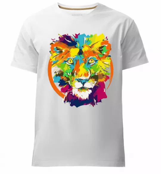 Чоловіча преміум футболка Лев Білий фото