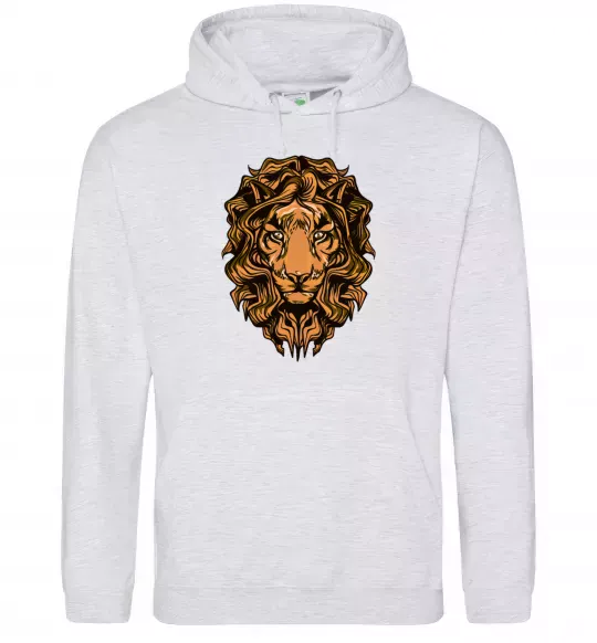 Женская толстовка (худи) Голова лева Серый меланж фото