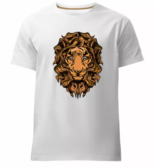 Мужская премиум футболка Голова лева Белый фото