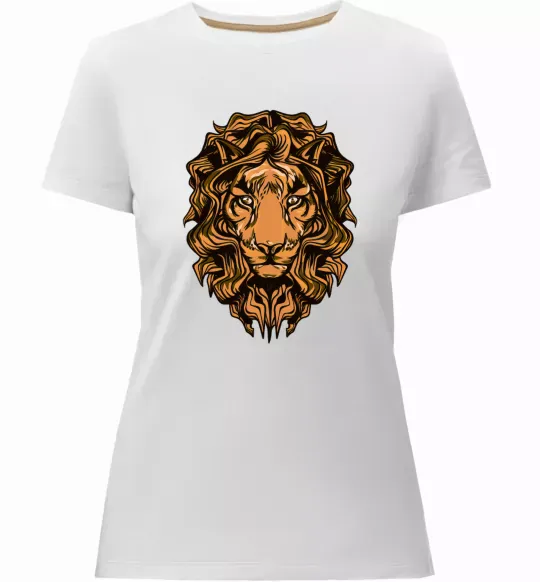 Женская премиум футболка Голова лева Белый фото