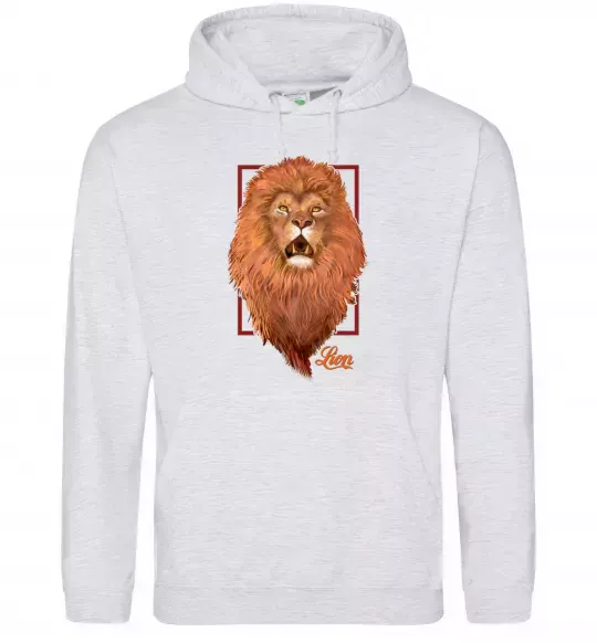 Женская толстовка (худи) Lion Серый меланж фото