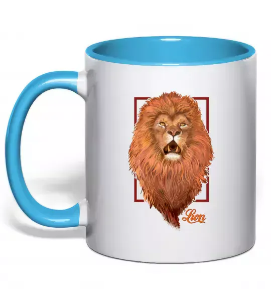 Чашка з кольоровою ручкою Lion Блакитний фото