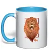 Чашка з кольоровою ручкою Lion Блакитний фото