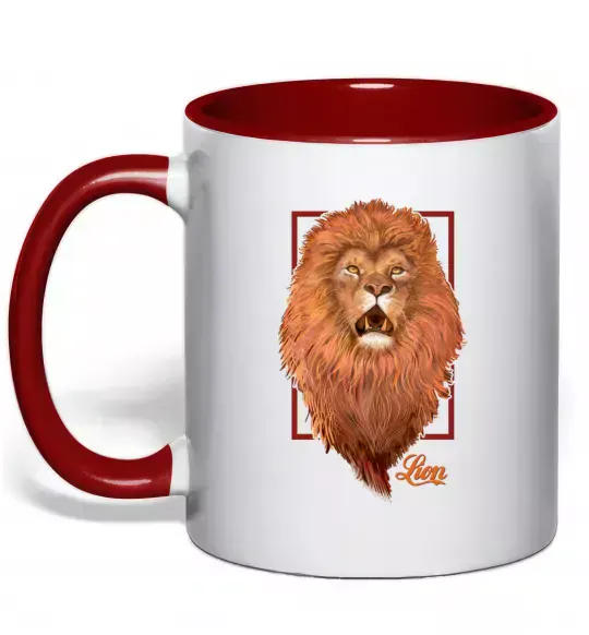 Чашка з кольоровою ручкою Lion Червоний фото